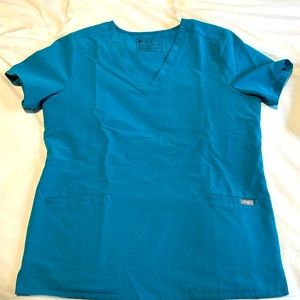Figs Teal Casma Three-Pocket Scrub Top
